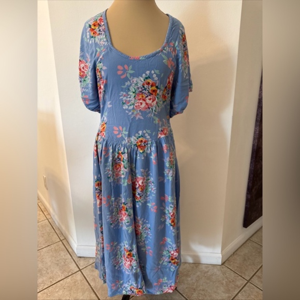 Passport Blue Pleated Sundress with Dolman Sleeves